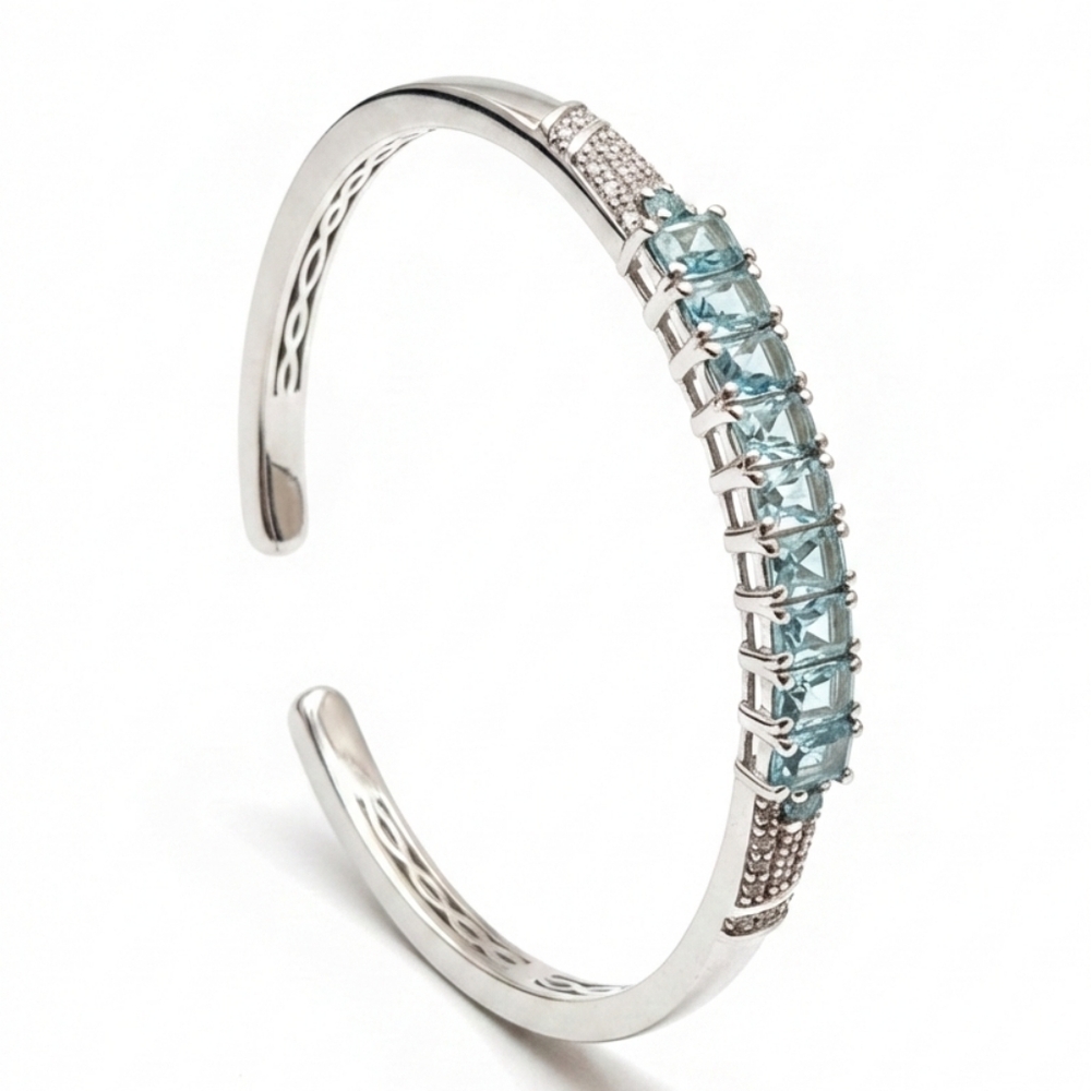 D'Joy Sterling Silver Sky Blue Topaz Cuff M/L